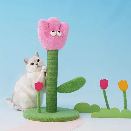 ZeZe tulip blossom fleece & sisal cardboard cat scratcher